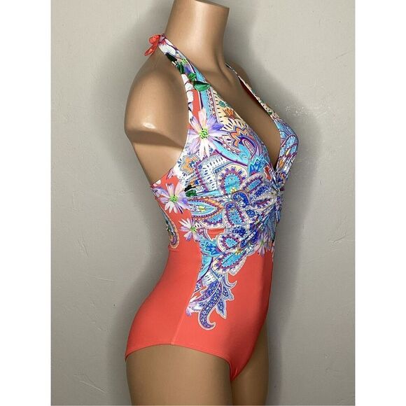New. Johnny Was floral halter one piece swimsuit. Small. Retails $215 - Picture 5 of 13